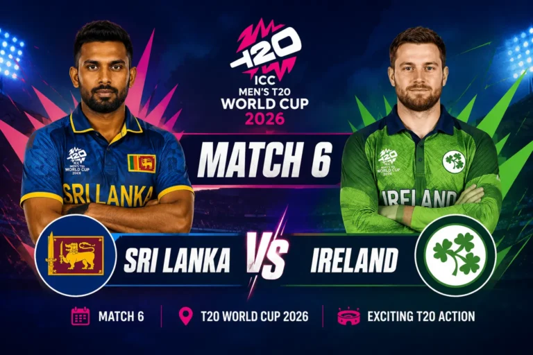 Sri Lanka National Cricket Team vs Ireland Cricket Team Match Scorecard – A Battle of Spin, Strategy, and Sri Lankan Dominance Sri Lanka players celebrating a wicket against Ireland during the T20 World Cup match