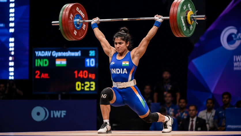 CWG 2026 Gyaneshwari Yadav: Indian Weightlifter Wins India's Third Silver Gyaneshwari Yadav performing clean and jerk at Commonwealth Games 2026