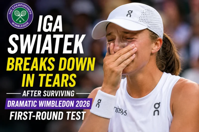 Iga Swiatek Breaks Down in Tears After Surviving Dramatic Wimbledon 2026 First-Round Test 5. Tearful Iga Swiatek Relieved After Gruelling Wimbledon First-Round Win Over Taylor Townsend