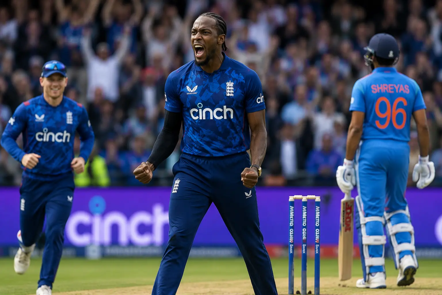 England National Cricket Team vs India National Cricket Team Match Scorecard: Joe Root Levels the Series Before Lord's Decider Jofra Archer celebrates a wicket during England vs India 2nd ODI