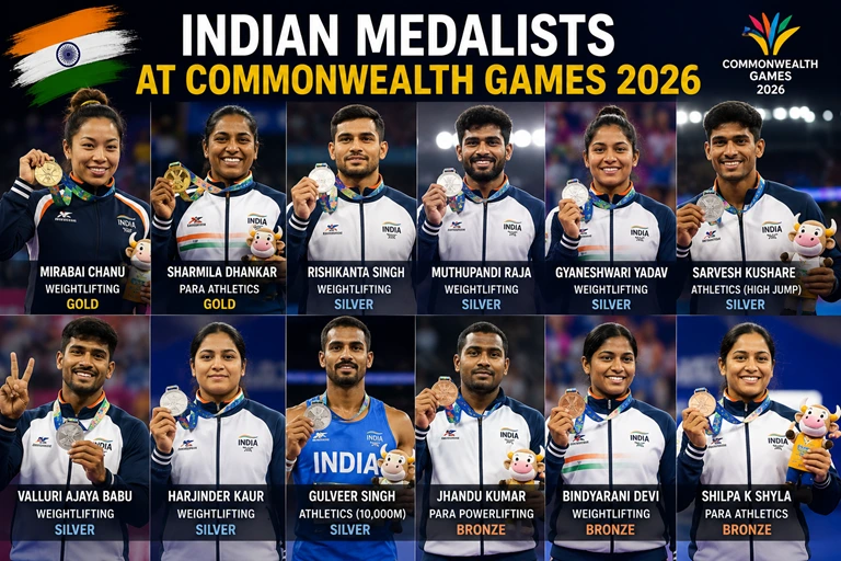 Indian Medalists at Commonwealth Games 2026: Complete List, Medals & Achievements Indian medalists at Commonwealth Games 2026 celebrating with medals