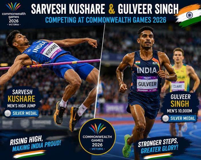 Indian Medalists at Commonwealth Games 2026: Complete List, Medals & Achievements Sarvesh Kushare and Gulveer Singh competing at CWG 2026