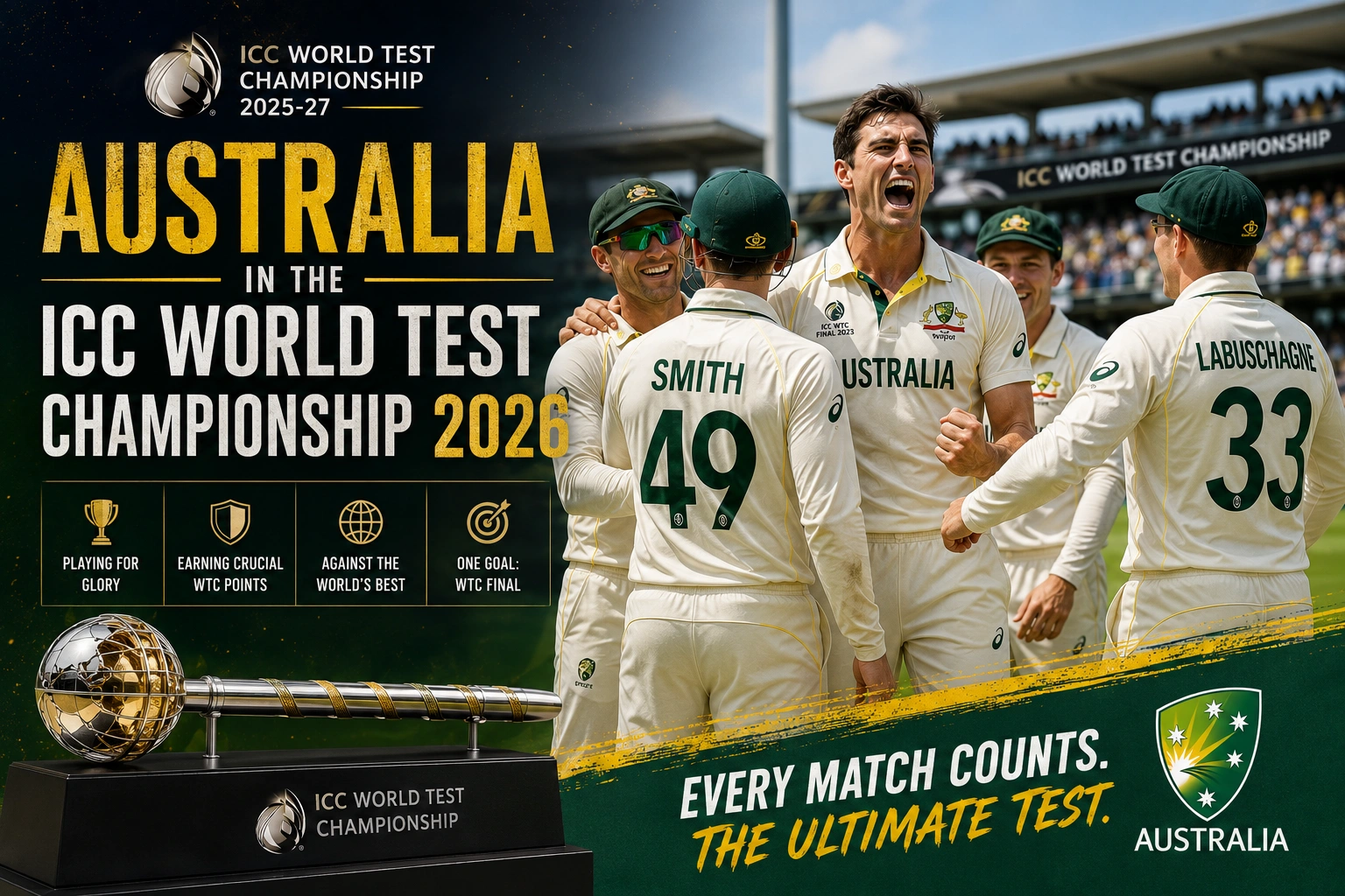 Australia National Cricket Team Test Schedule 2026: Complete Fixtures, Series, Venues & Season Preview Australia competing in the ICC World Test Championship 2026
