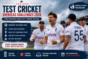 England National Cricket Team Test Schedule 2026: Complete Fixtures, Venues & Series Preview England Test team celebrating a wicket during an overseas Test match in 2026