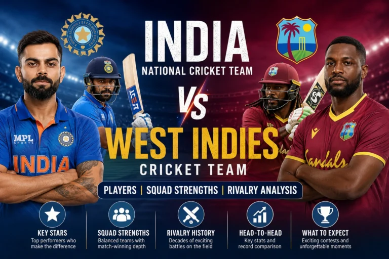 India national cricket team vs West Indies cricket team players during an international cricket match